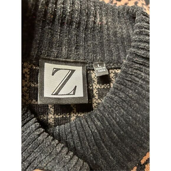 Z Brand Womens Wool Multi Print Snap Button Sweater Size Large Brown Black - Picture 6 of 10
